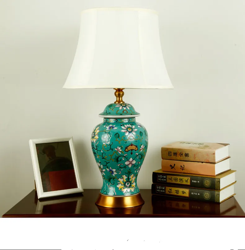 Bedroom vintage table lamp china Study living room Table Lamp for wedding decoration porcelain ceramic lamp table lamp   (5)