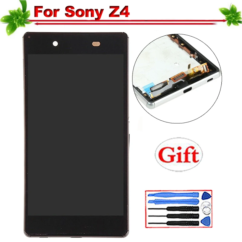 

A Quality for Sony Xperia Z4 LCD Display Touch Screen Digitizer Assembly With Frame LCD for Sony Z4 E6533 E6553 Display 5.2
