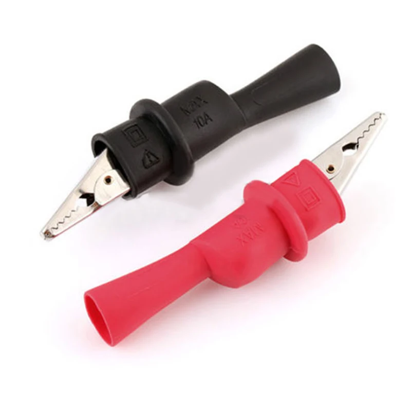 2pcs Insulated Test Alligator Clips Multimeter Test Lead Meter Alligator Clip Crocodile Clamp Probe