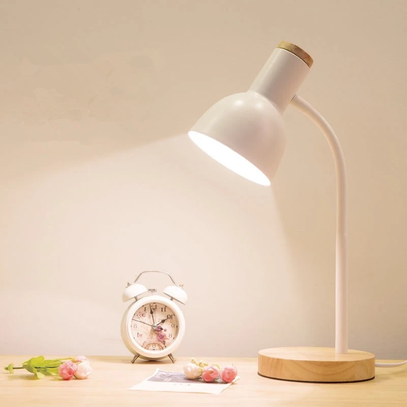 

Nordic Simple Style Reading Lamp LED Eye Protect Wood Iron Button Switch Desk Lamp E27/E14 Self-ballasted Lamp