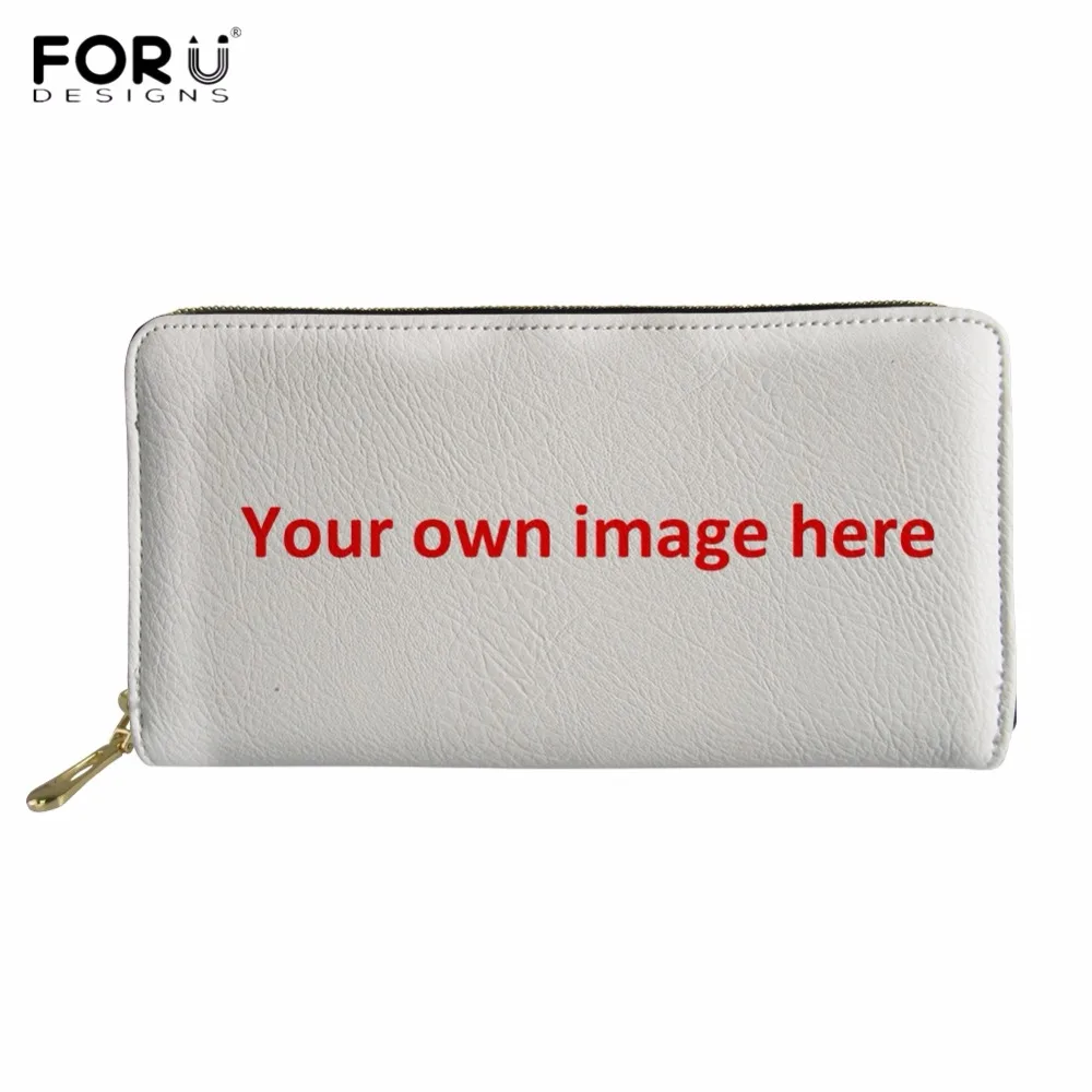 

FORUDESIGNS Custom Your Own Image/Photo/Logo Print Women Men Long PU Leather Wallet Birthday Gift Zipper Purse Card/Phone Holder