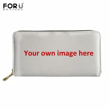 

FORUDESIGNS Custom Your Own Image/Photo/Logo Print Women Men Long PU Leather Wallet Birthday Gift Zipper Purse Card/Phone Holder