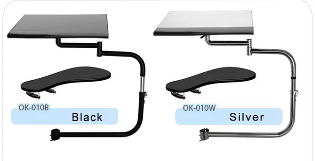 Denest Motion Chair Leg Clamping Keyboard Tray Holder with USB Fan Keyboard Mouse Pad, Size: 22.5, Black