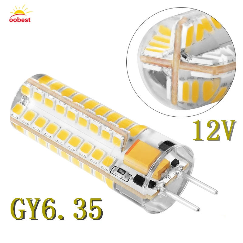 

OOBEST AC/DC 12V GY6.35 5W 72 SMD 2835 LED Corn Lamp light bulb Silicone Crystal White Warm White Light Bulb Dimmable for home