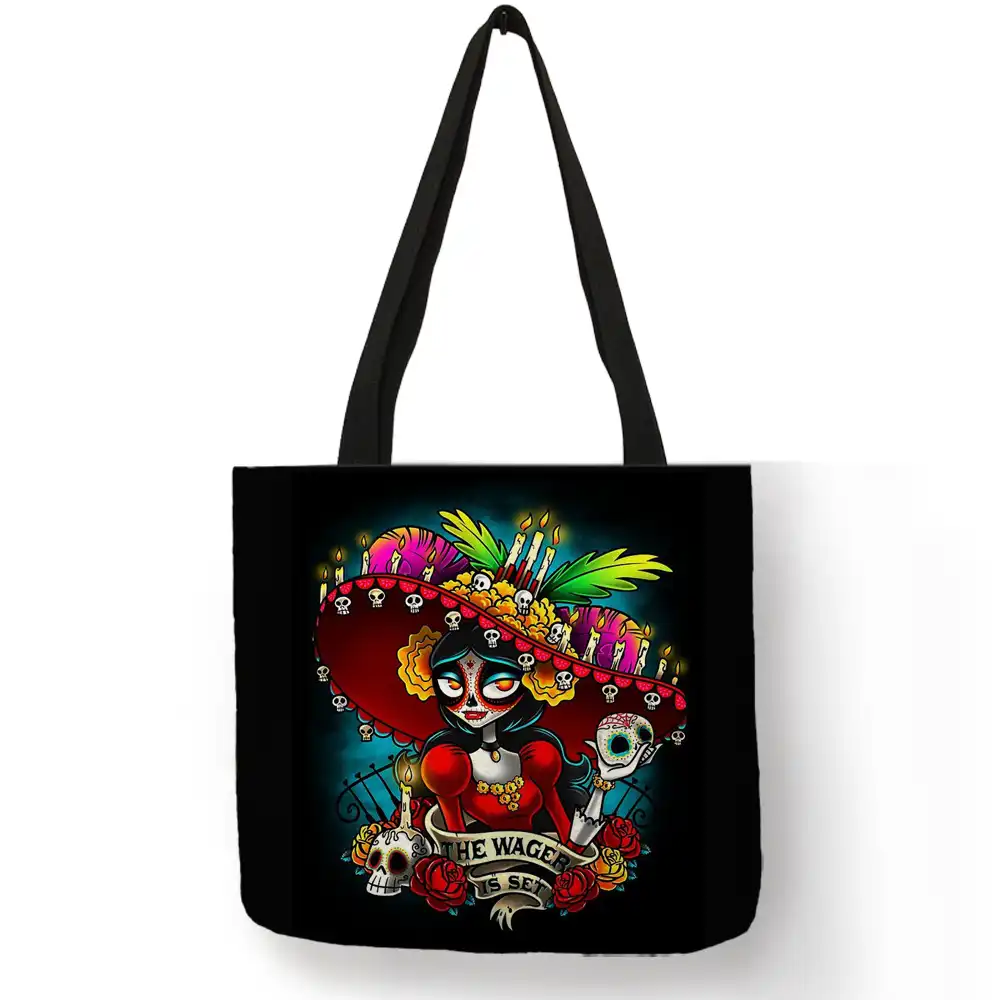 Personalized Skull Princess Women Tote Bags With Skeleton Print Reusable Ping Handbags Traveling School