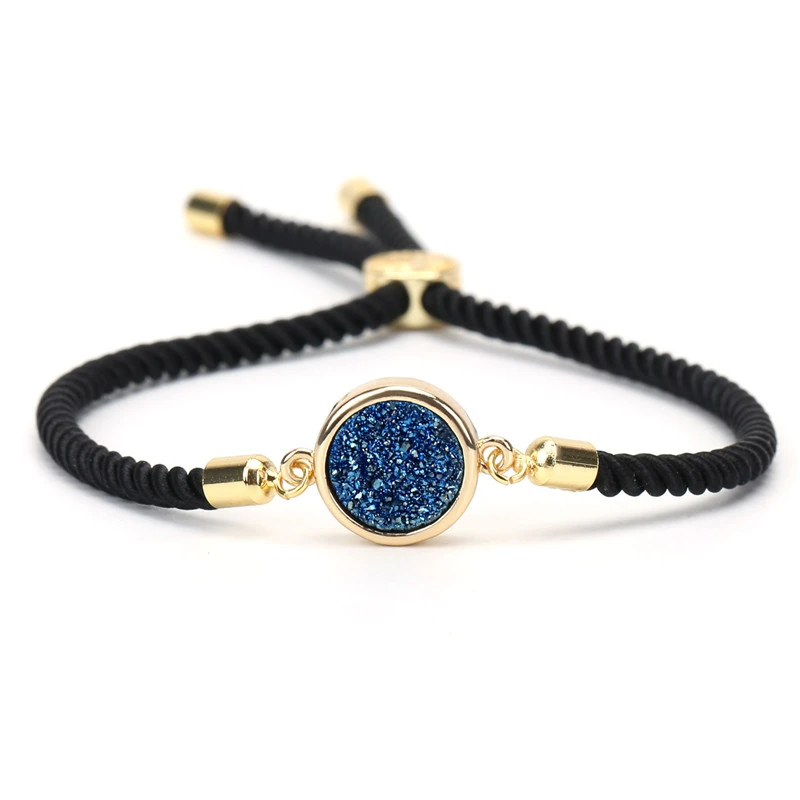 2019 Venta Simple pulseras mujer piedra azul cuentas pulsera ajustable mujeres moda cuerda cadena encanto pulsera|Pulseras amuleto| - AliExpress