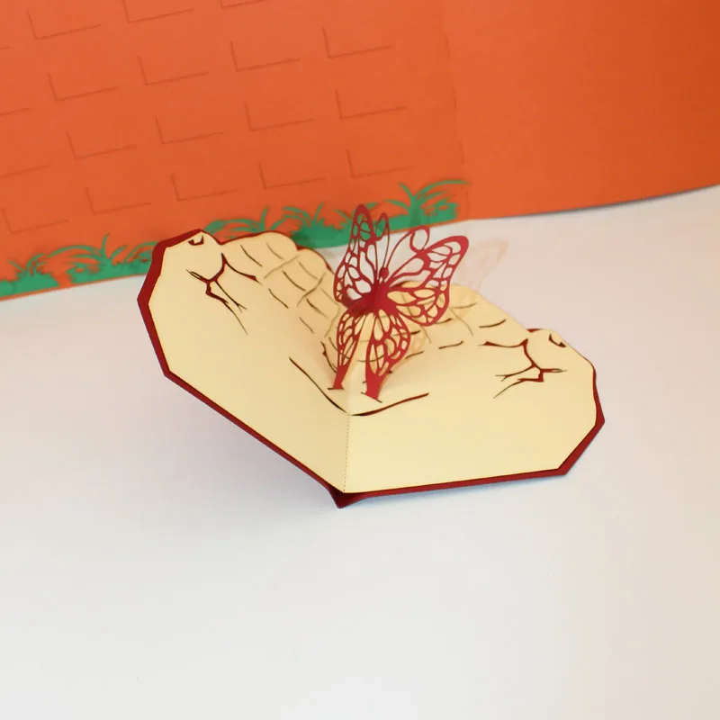  3D Laser Cut Handmade Hand Palm Flying Butterfly Paper Invitation Greeting Cards PostCard Valentine - 32842055980