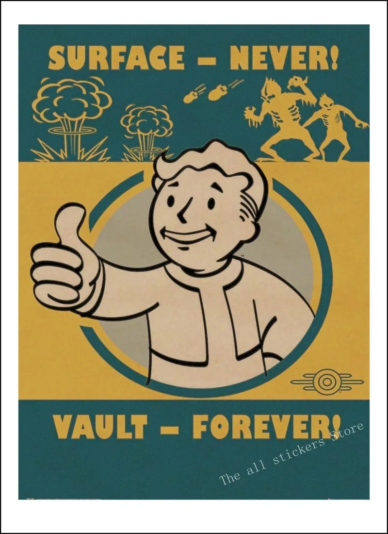 Fallout 3 4 игровой постер серия ретро плакат крафт бумага бар кафе домашний декор