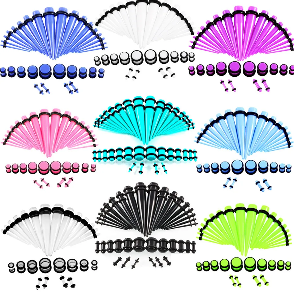 36Pcs/Set Hot Acrylic Ear Gauge Taper and Plug Stretching Kits Body Piercing Jewelry 17 Colors | Украшения и аксессуары