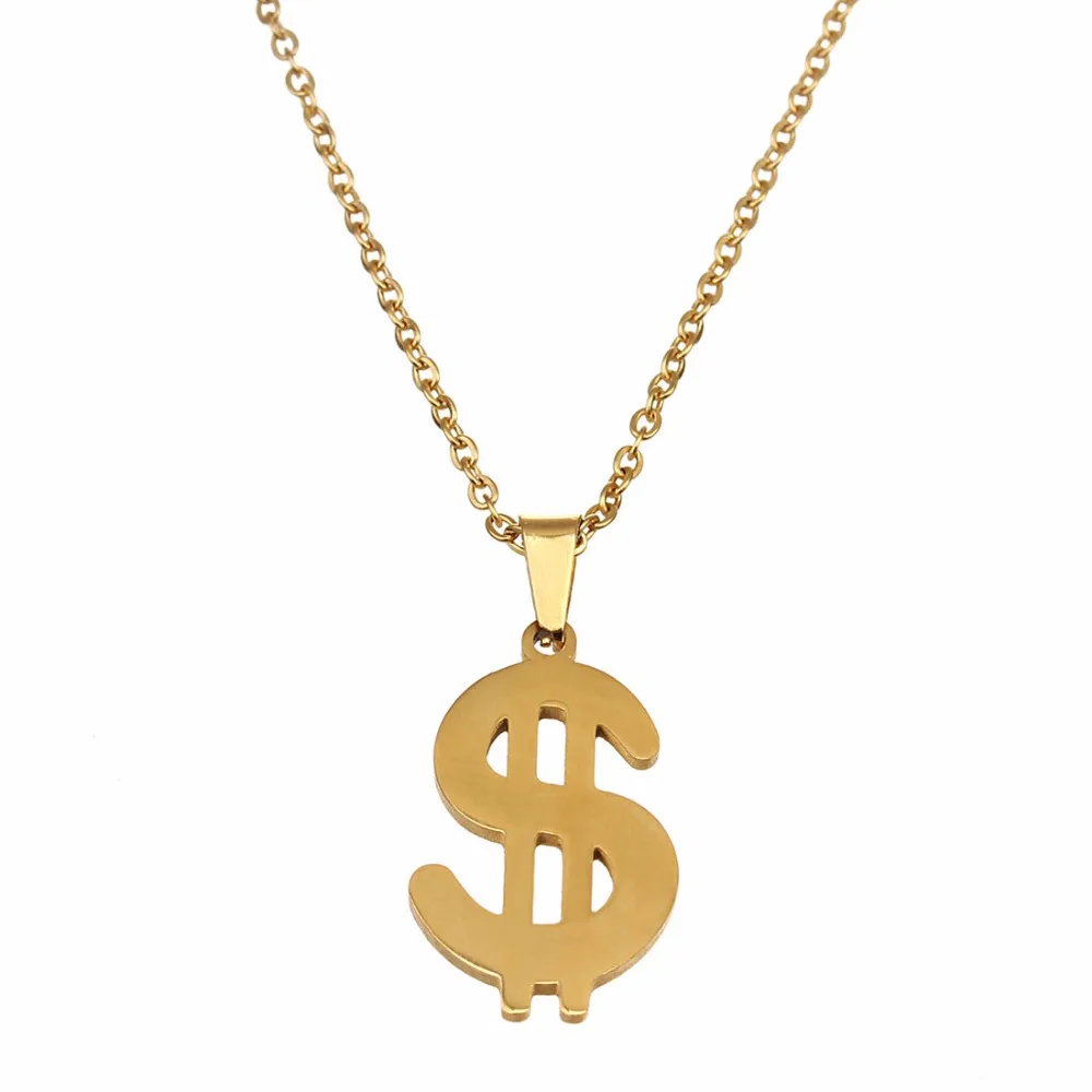 LOULEUR Fashion Gold Color Dollar Currency Necklace for Women Men
