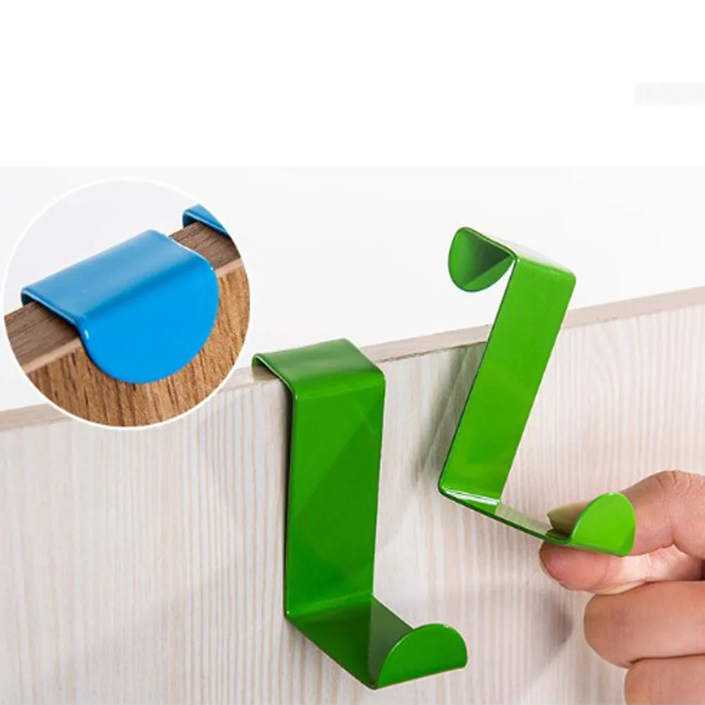 

2Pcs/Set Over Behind Door Hook Stainless Steel Cabinet Clothes Hanger Hook Holder Sundries Organizer Kitchen Rooms Rail F330