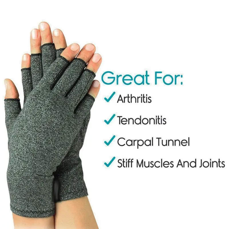 Women Men Hands Arthritis Gloves Fingerless Half Finger Therapeutic