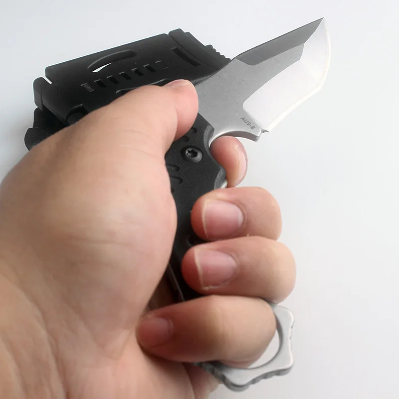 Kkwolf Высокое качество открытый Охотничьи ножи aus 8 Karambit фиксированной Ножи Черный