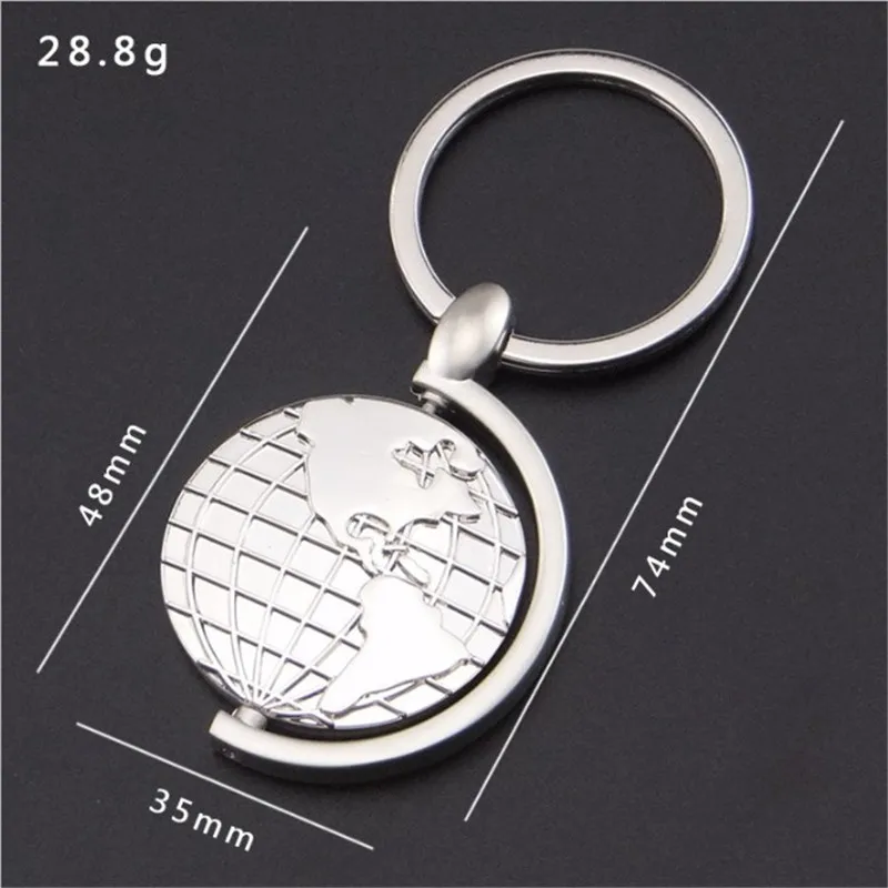 

Rotary Metal Globe Key chains Creative Personality Gift Male Car Key Ring Pendant Rotatable globe accessories