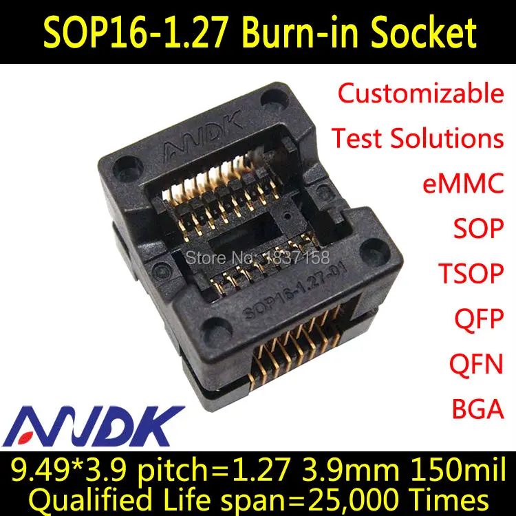 

3.9mm 150mil SOP16 test socket SOP16 socket SOP16-1.27-01 OTS16-1.27-03