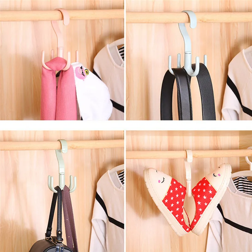 Creative Rotate Hook Belt Tie Bag Scarf Closet Organizer Holder Hanger Rack Hooks For Hanging Bathroom Accessories 5A30 (2)