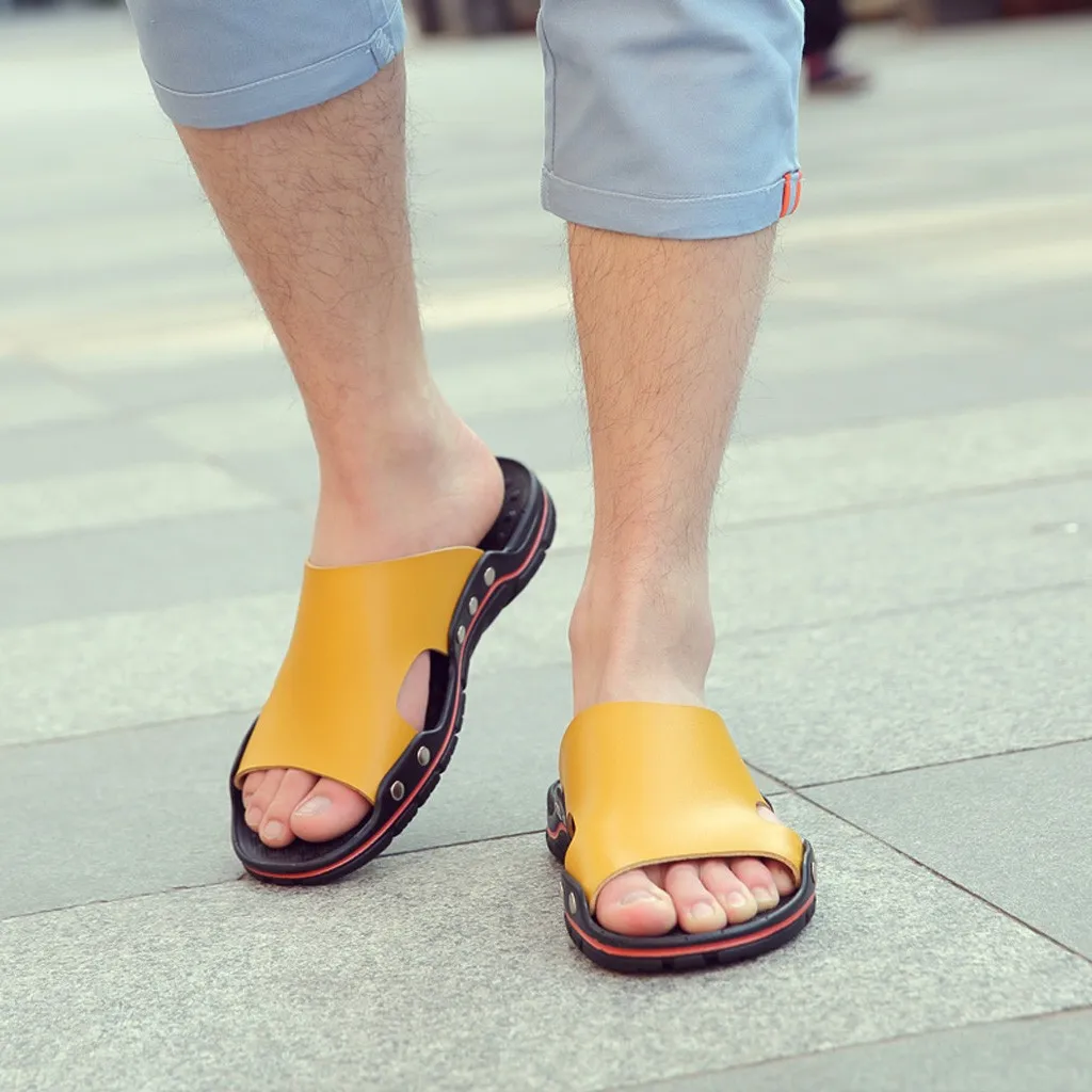 Для мужчин летние сандалии для девочек повседневная кожаная обувь Человек слипоны воздухопроницаемые тапочки пляжные Sandalias мягкие Hombre Verano Бо