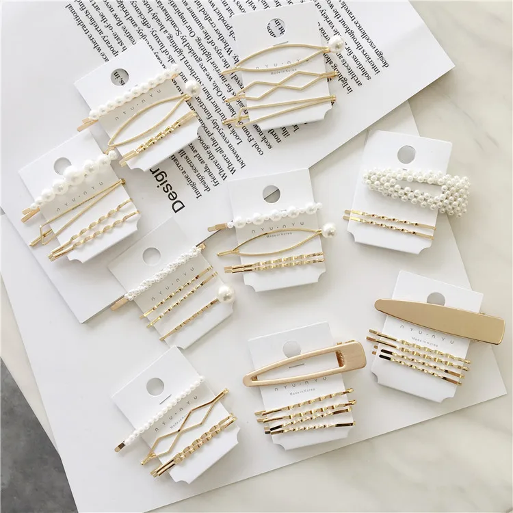 

F071 3Pcs/Set Pearl Metal Hair Clip Hairband Comb Bobby Pin Barrette Hairpin Wedding Headdress Accessories Hairpins For Girls