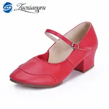 Zuoxiangru/Современная обувь на квадратном каблуке с рисунком румбы; женская обувь для латинских танцев на резиновой подошве; дышащая Спортивная обувь