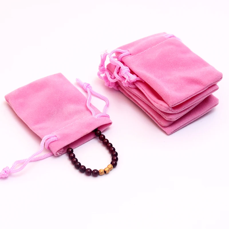50Pcs/lot Pink Velvet Drawstring Pouch Bag/Jewelry Bag Christmas
