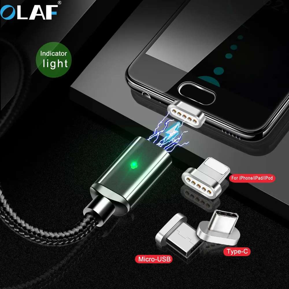 Магнитный кабель OLAF в нейлоновой оплетке Micro USB Type c магнитный для быстрой зарядки