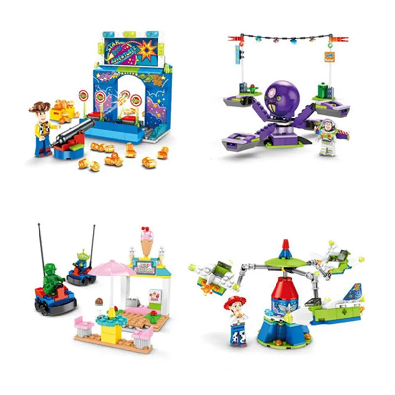 Cena 4 sztuk toy story 4 parku rozrywki zestaw bloku woody buzz astral klocki do zabawy dla dzieci