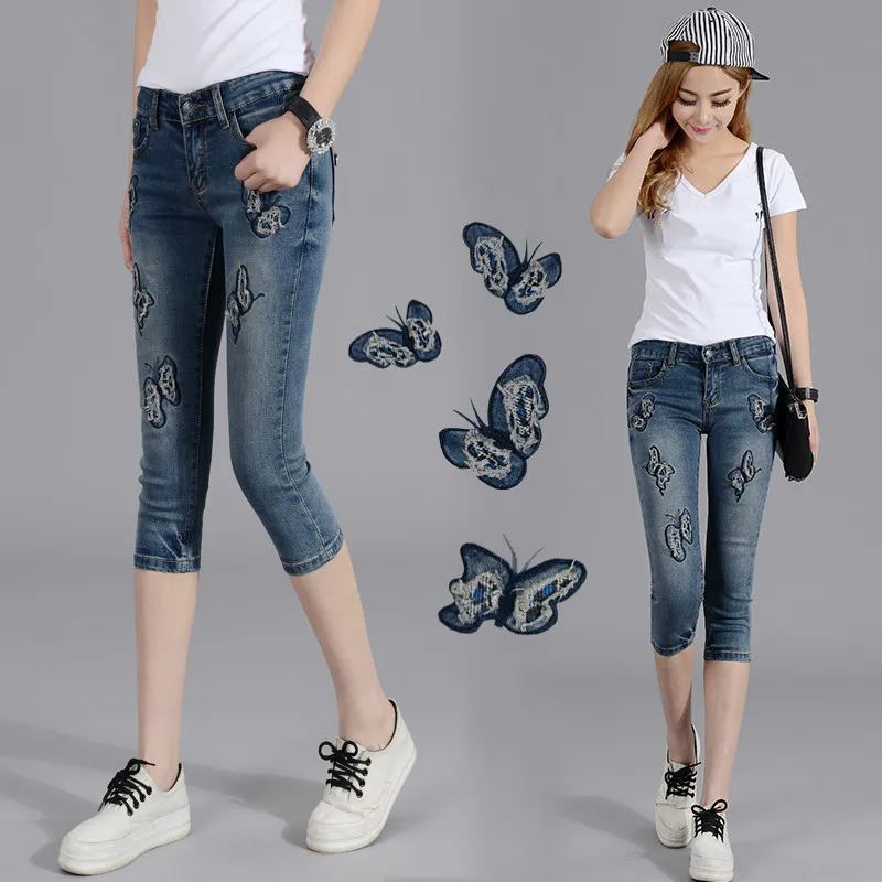 2020 Summer Fashion Ripped Jeans For Women Embroidered Jeans Mujer Female Blue Casual Stretch Skinny 25-36 Pants Capris 2020 Summer Fashion Ripped Jeans For Women Embroidered Jeans Mujer Female Blue Casual Stretch Skinny 25-36 Pants Capris