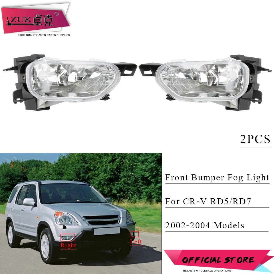 

ZUK 2PCS Front Bumper Fog Light Fog Lamp Foglights Foglamp For HONDA CRV 2002 2003 2004 RD5 RD7 OE# 33951-S9A-003 33901-S9A-003