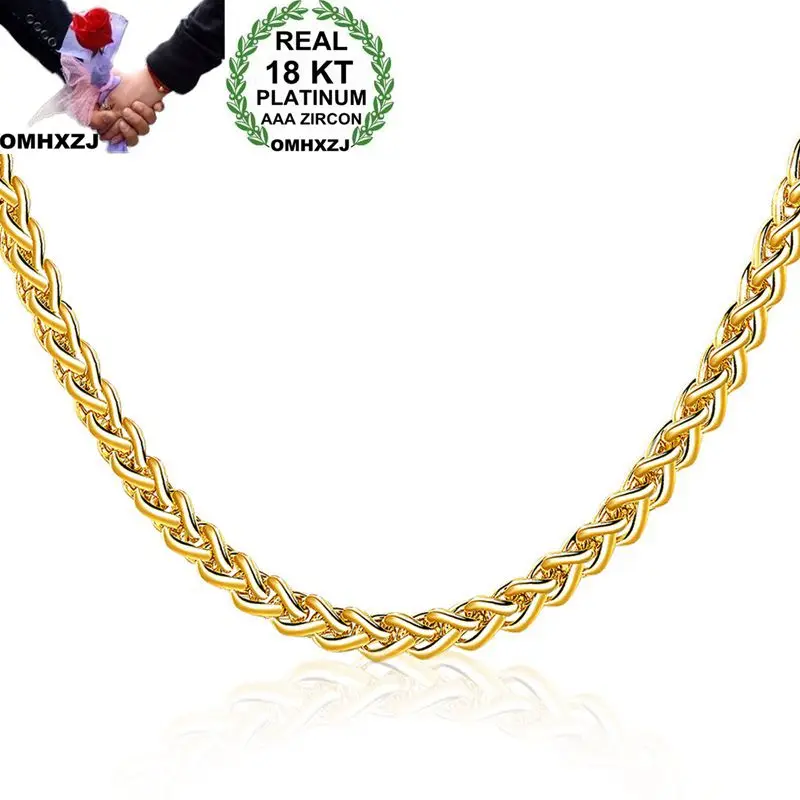 

OMHXZJ Wholesale Personality Fashion Man Male Party Wedding Gift Gold 3.5MM Thick Chain 18KT Gold Chain Necklace NC148