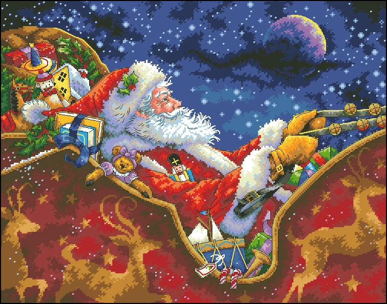 Золотая коллекция Прекрасный Счетный Набор для вышивания крестиком Санты Полночь езда Рождество Санта и сани подарок dim 70-08934 08934
