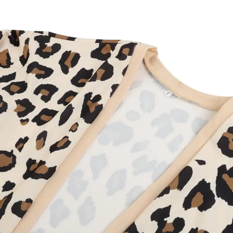 Модные, пикантные с леопардовым принтом кардиган Для женщин осень Повседневное тонкий кардиган пальто Для женщин с длинным рукавом