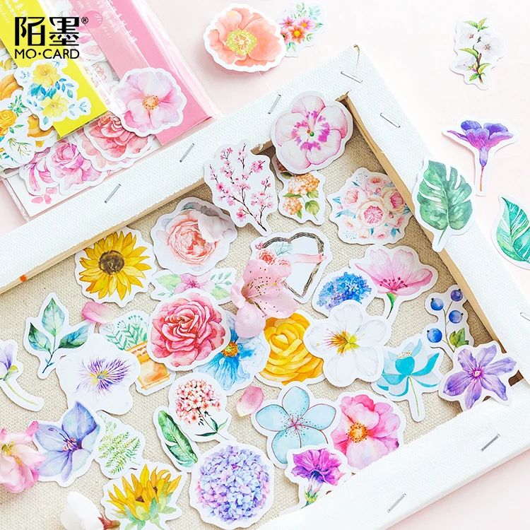 

45pcs/lot Japanese Decorative Flower Floral Diary Journal Vintage Paper Scrapbooking Label Stickers Stationery School Supplies