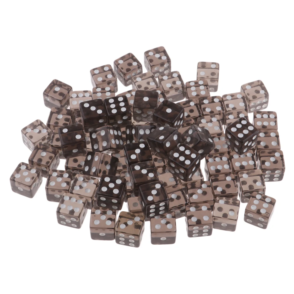 100pcs 6-sided Game Dice 15mm Dice for Board Games and Teaching Math Children Number Learning Teaching Camping Game