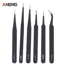 6pcs/set MultiFunctional Safe Anti-static Stainless Steel Tweezers Repairing Maintenance Tools ESD Tools Hand Tools Hand Tools