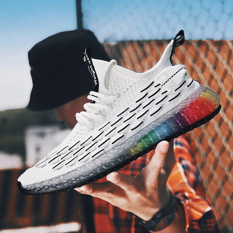 Goedkoop Mannen Flyknit Sneakers Loopschoenen Mannen Casual Schoenen Man Trainers Wandelschoenen Mannelijke Outdoor Schoenen Tenis Masculino Adulto