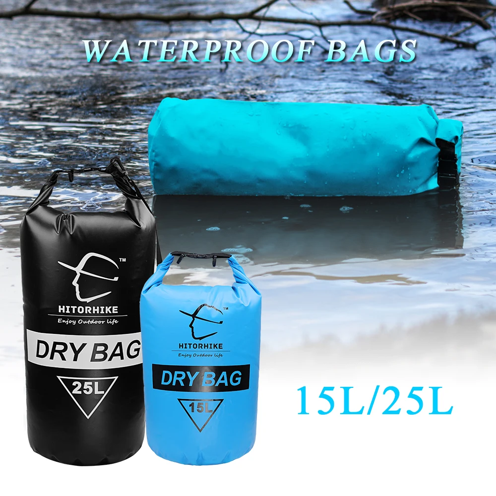 HITORHIKE 15L/25L Водонепроницаемый сухой мешок Открытый Плавательный Кемпинг Рафтинг сумка для хранения с регулируемыми ремнями 5 цветов