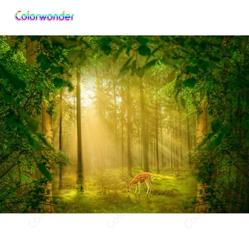 

Colorwonder Sika Deer Background for Kids 7x5 Green Dream Jungle Seamless Backdrop for Party Decoration Photo Booth Studio Props