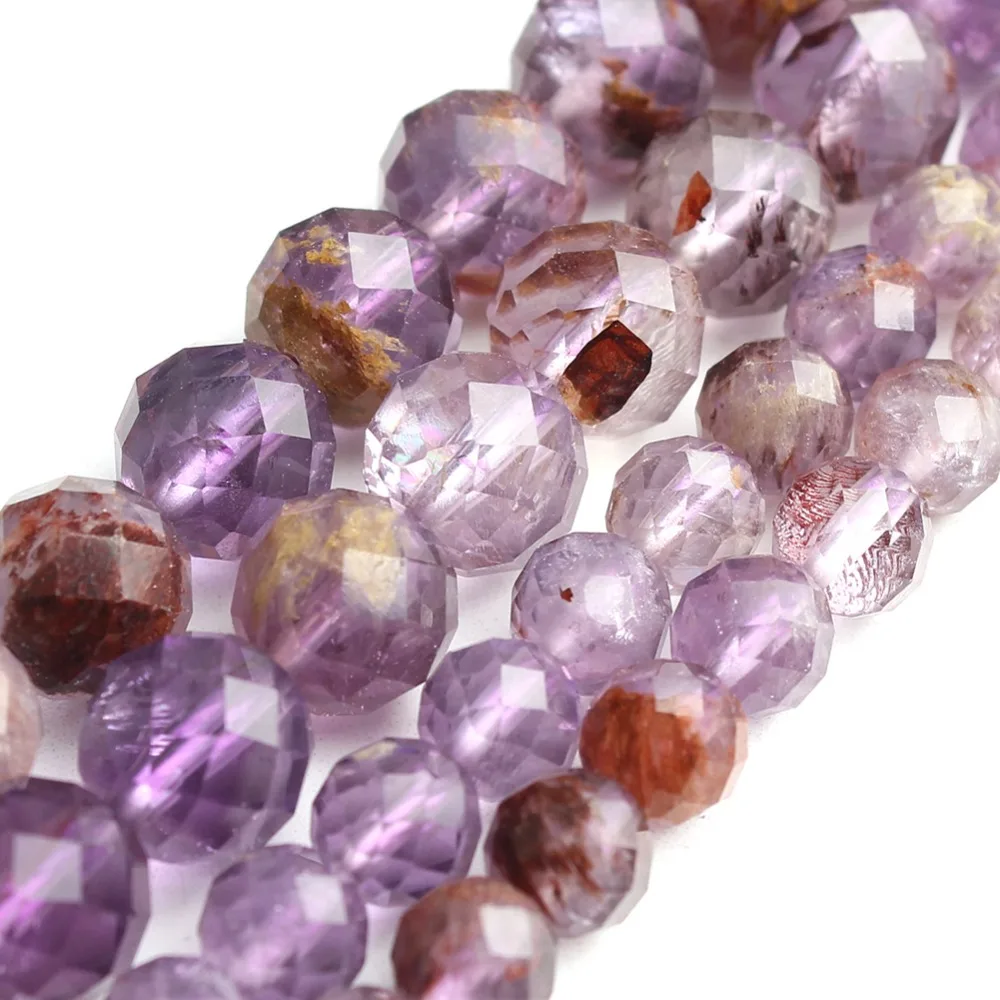 

6/8mm 7.5 '' Faceted Purple Ghost Crystal Round Loose Gemstone Beads Fit DIY Bracelet Necklace For Jewelry Making Wholesale