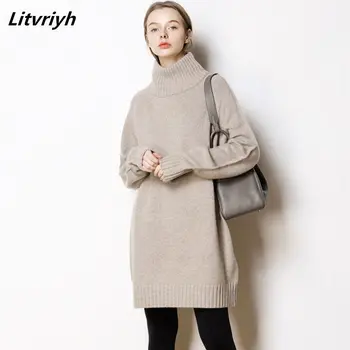 

Litvriyh winter lady turtleneck cashmere knitted sweater women pullover long sleeve thick pullover women sweaters and pullovers
