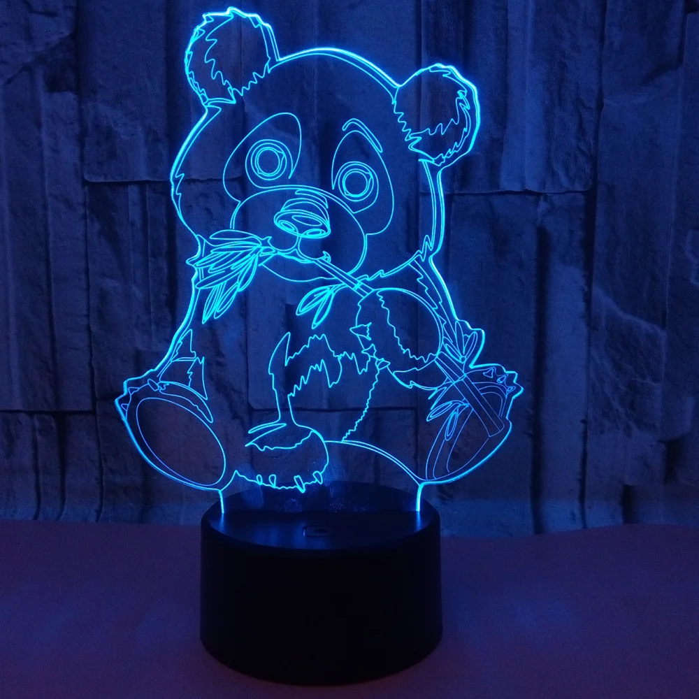 Panda 3d Lamp 7 Color Led Night Lamps For Kid Touch Usb Table Lampara Lampe Baby Sleeping Nightlight Drop Ship Light | Лампы и