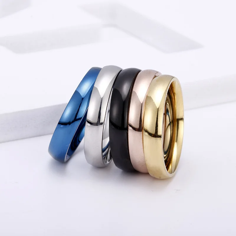 Маленькие титановые кольца из нержавеющей стали для женщин, синий, черный, розовый, золотой хвост, кольцо, модное обручальное кольцо, ювелирное изделие, подарок