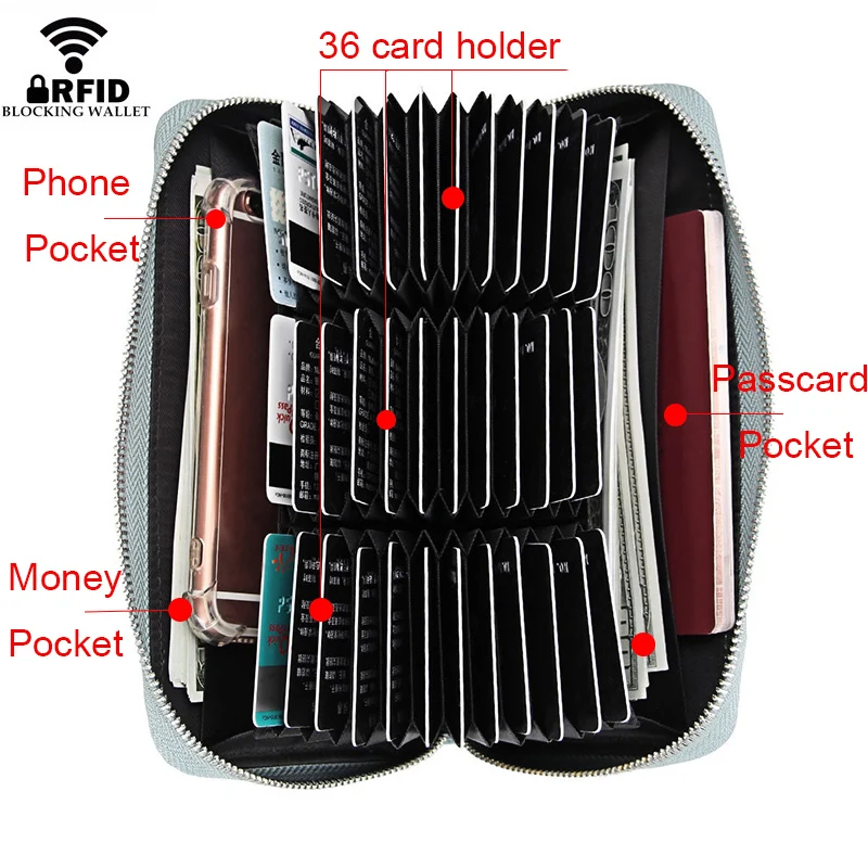 

RFID id Credit Card Holders Wallet Genuine Leather Men Business Bank Cardholder Purses Big Card Wallet Female Passport Cover new