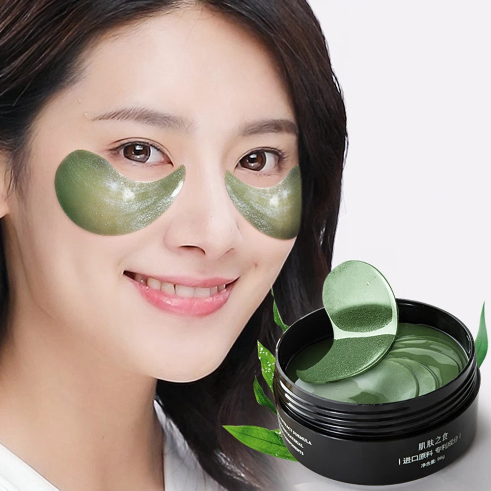 

1Box=60pcs Green seaweed Eye Mask Anti Wrinkle Eye Patches For Face Care Dark Circles Remove Gel Mask for the Eyes Ageless TSLM1