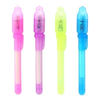 

10 Pcs Random Color Plastic Magic Ballpoint Pens Secret Learning Check Money Tool UV Light 2 In 1 Invisible Ink Pen Blue Color