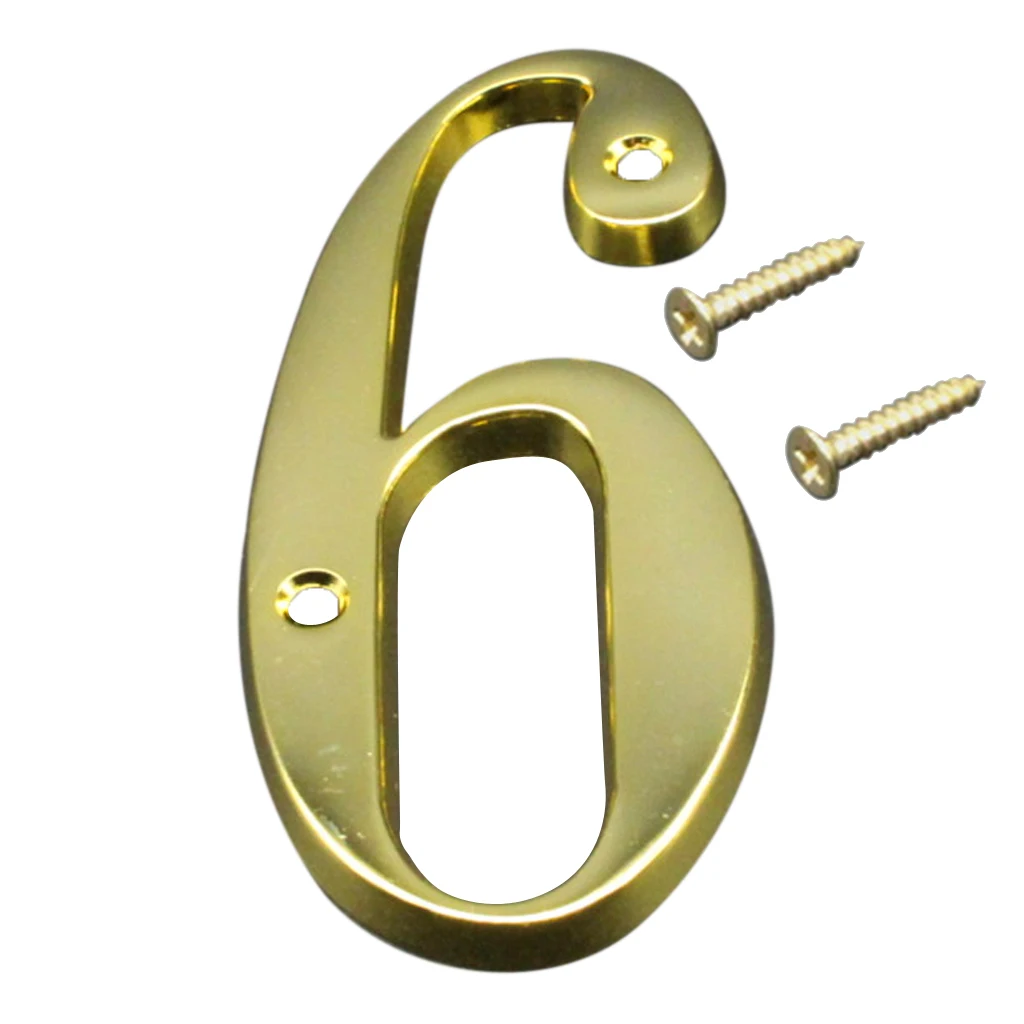Yellow Golden House Number Big House Door Address Number Digits Aluminum Nail Fixed Big Hotel Office Door Address Sign #0-9