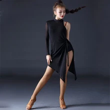 Sexy Latin Dance Dress Women Competition Dresses Black Red Flamenco Dancing Costume For Cha Cha Samba Performance Skirt DN1165