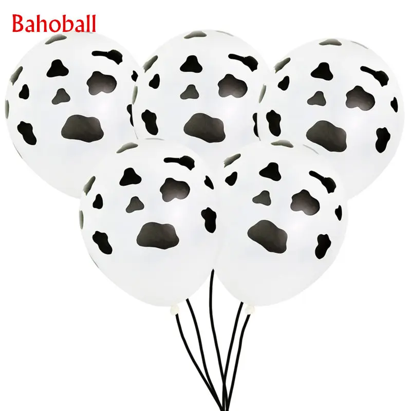 

10pcs 12inch cartoon animals cow print black latex balloons for farm theme birthday party decorations kids baby shower supplies