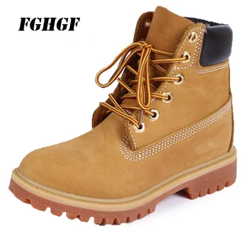 

New autumn and winter leather Martin boots women's shoes with yellow sanded and hip hop boots Heel of horse shoe 35-40 yards