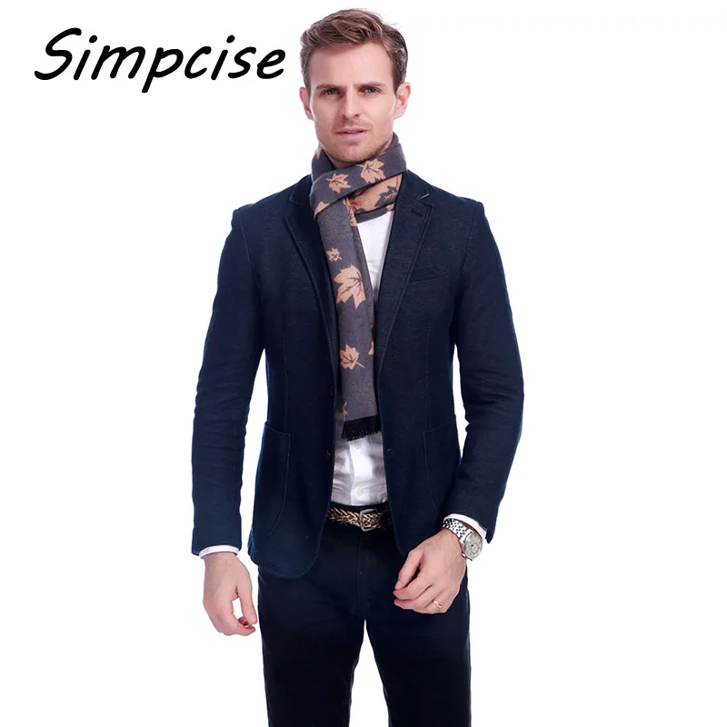 

[Simpcise] 2017 Winter Scarves Casual Style Winter Men leaves Jacquard Scarf luxury Brand extra Warm Wraps A3A18895