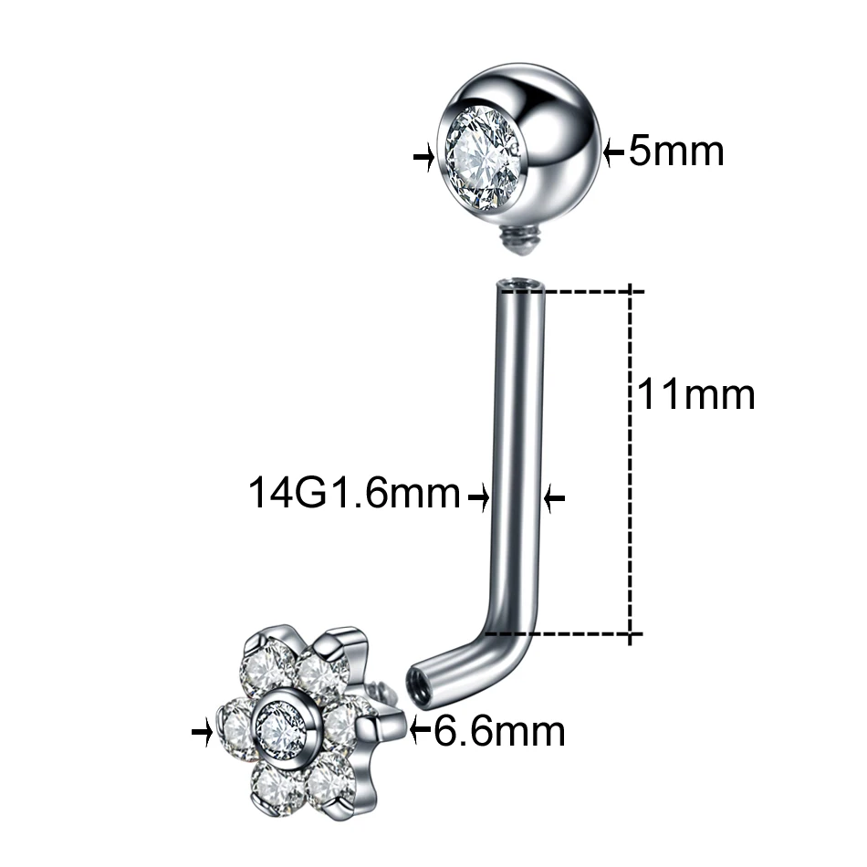 Titanium Christina Vertical Hood Piercings Flower Lip Rings Opal Sexy Lip Piercings VCH Eyebrow Jewelry 1PC,piercing jewelry,body piercing earrings,ear piercing jewelry,metal jewelry,body piercing jewelry,body jewelry